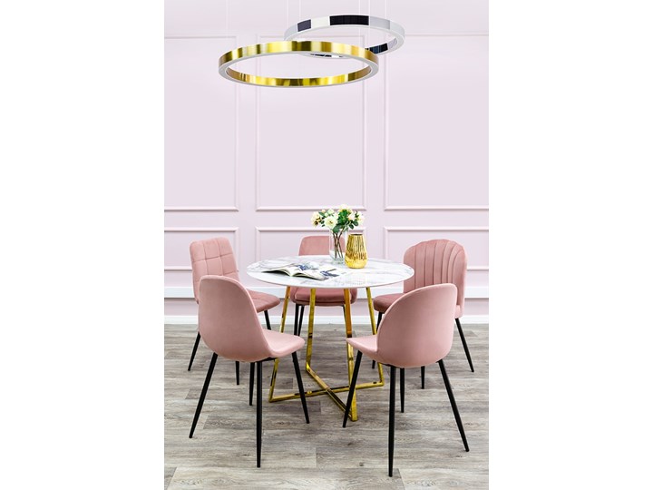 Stół CARAT 100 - MDF, złota podstawa Szerokość 108 cm Metal Długość 100 cm Szerokość 100 cm Płyta MDF Średnica 100 cm Marmur Długość 108 cm Kolor Złoty