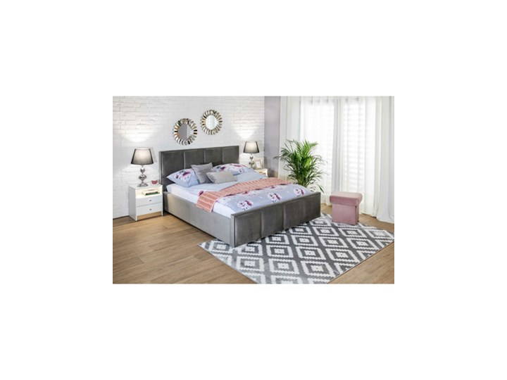 Salony Agata Łóżko FABRIZZIO SQUERE P 160x200 ze stelażem, z pojemnikiem Łóżko tapicerowane Łóżko pikowane Metal Tkanina Rozmiar materaca 160x200 cm