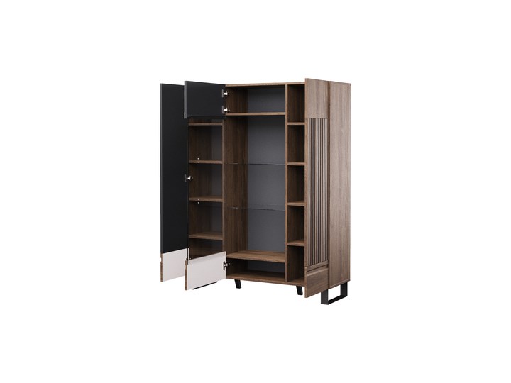 Salony Agata Witryna BOSTON 3D niska Płyta laminowana Płyta meblowa Szkło Drewno Płyta MDF Metal Pomieszczenie Jadalnia