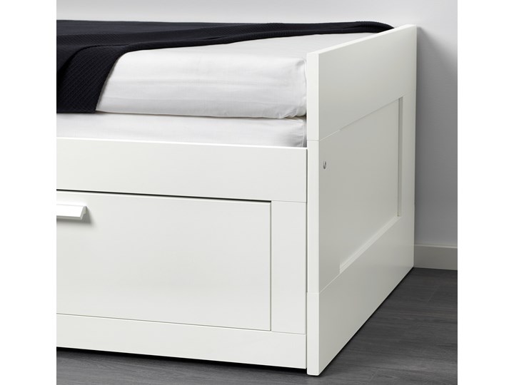 IKEA BRIMNES Leżanka z 2 szufladami, 2 materace, biały/Ågotnes twardy, 80x200 cm Kategoria Łóżka do sypialni