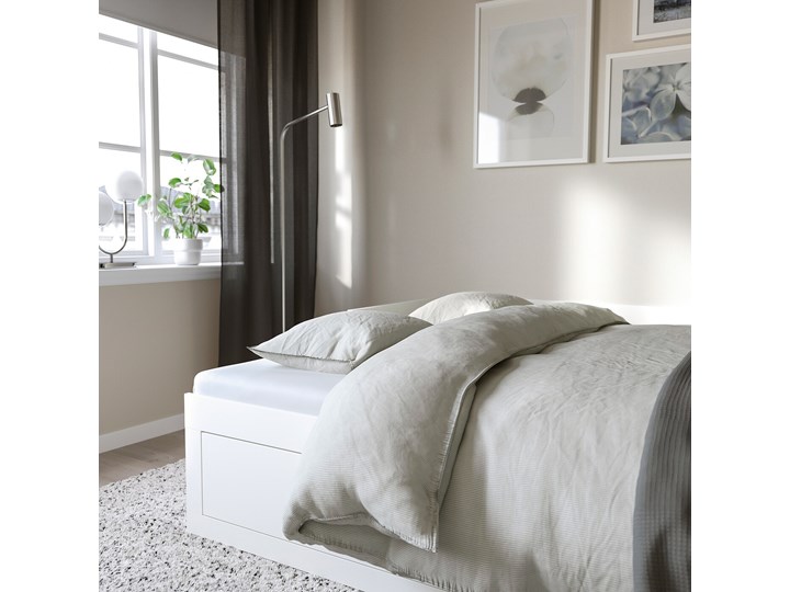 IKEA BRIMNES Leżanka z 2 szufladami, 2 materace, biały/Ågotnes twardy, 80x200 cm Kategoria Łóżka do sypialni