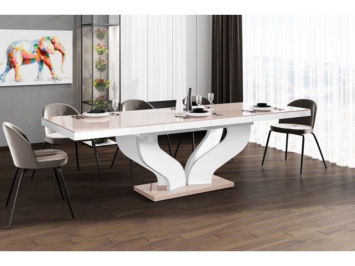 Rozkładany stół jadalniany w wysokim połysku Viva Kategoria Stoły kuchenne Tworzywo sztuczne Pomieszczenie Stoły do jadalni