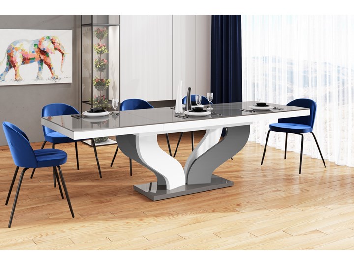 Rozkładany stół jadalniany w wysokim połysku Viva Liczba miejsc Do 12 osób Tworzywo sztuczne Styl Nowoczesny