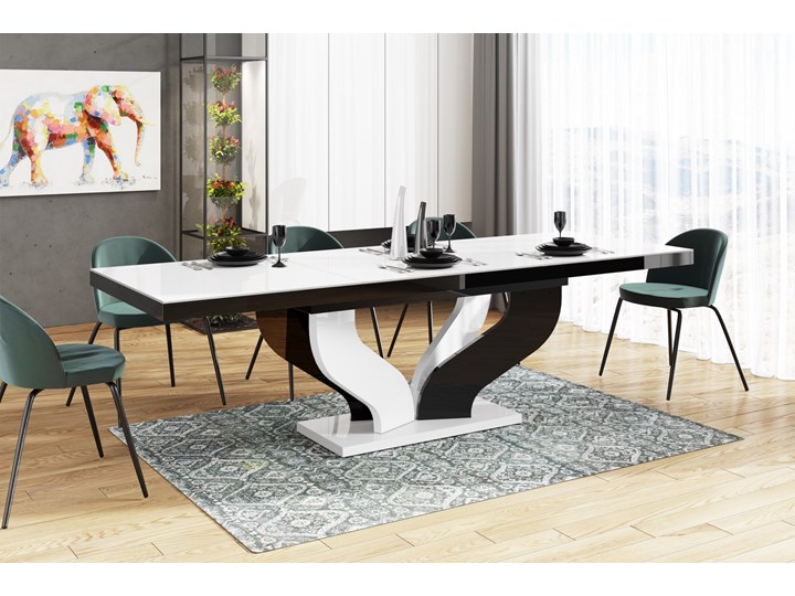 Rozkładany stół jadalniany w wysokim połysku Viva Tworzywo sztuczne Kolor Czarny
