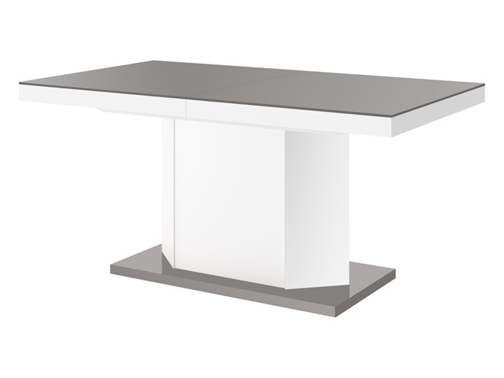 Rozkładany stół w wysokim połysku Amigo z szarym blatem na białej nodze Pomieszczenie Stoły do salonu