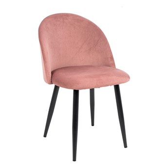 Krzesło NICOLE pudrowy róż - welur, metal