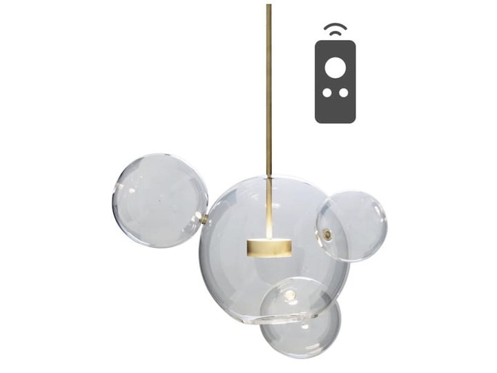 Bubble 4 - duża nowoczesna lampa wisząca - szklane kule pilot, przyciemnianie, 3000-5000K Szkło Mosiądz Lampa kula Metal Lampa z kloszem Funkcje