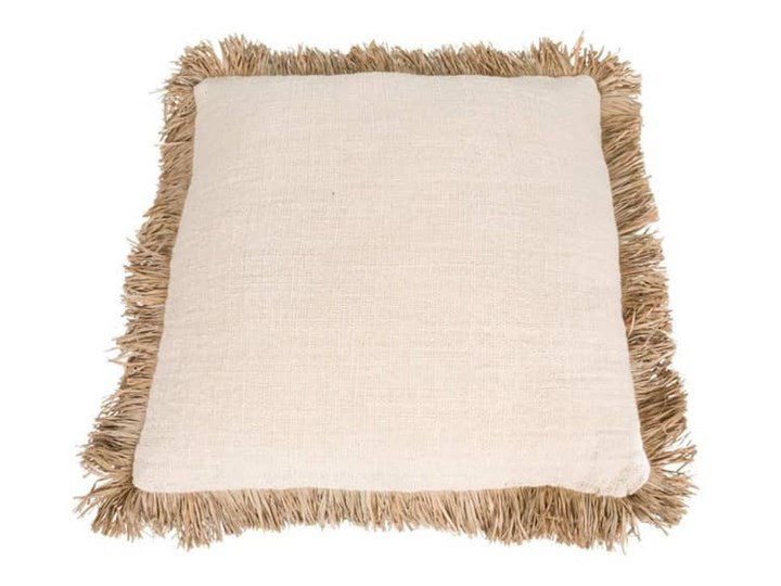 Poduszka dekoracyjna 60x60 z frędzlami Saint Tropez kolor biały BAZAR BIZAR 60x60 cm Prostokątne Pomieszczenie Sypialnia Bawełna Pomieszczenie Salon