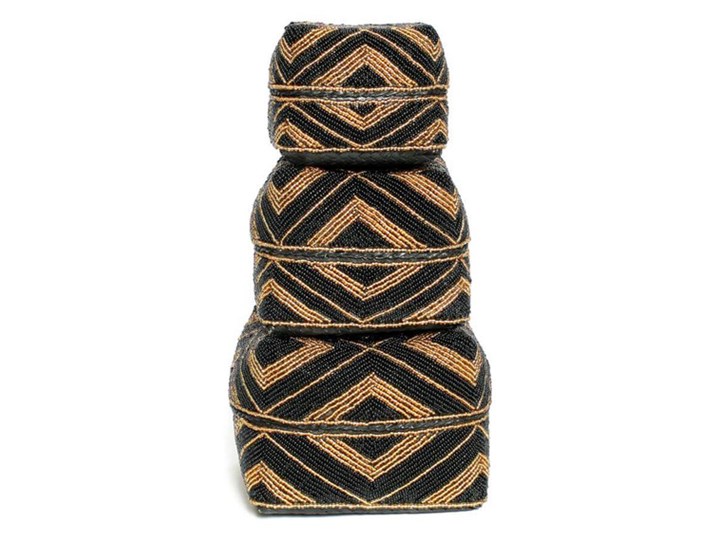 Zestaw 3 ozdobne koszyki Beaded Mix z bambusa i koralików BAZAR BIZAR