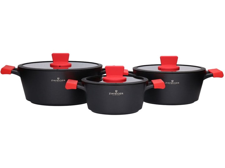 Garnki Zwieger Obsidian zestaw garnków 8 elementów z powłoką Greblon C3+ Aluminium Kategoria Zestawy garnków i patelni