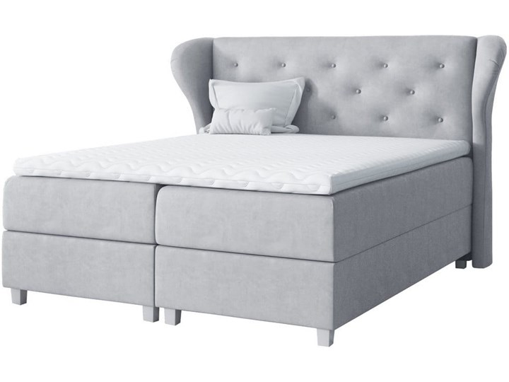 Łóżko kontynentalne 120x200 BAKARAT / z pojemnikiem Tkanina Kategoria Łóżka do sypialni Drewno Kolor Szary