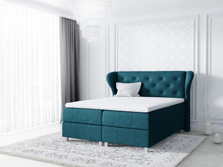 Łóżko kontynentalne 120x200 BAKARAT / z pojemnikiem Drewno Tkanina Kategoria Łóżka do sypialni