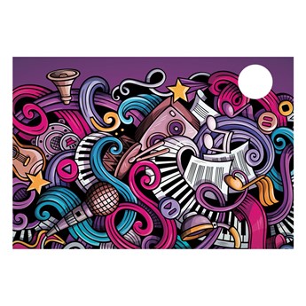Podkładka 73x50cm na biurko MICKE z IKEA ochronna elastyczna mata - MUZYCZNE GRAFFITI fiolet