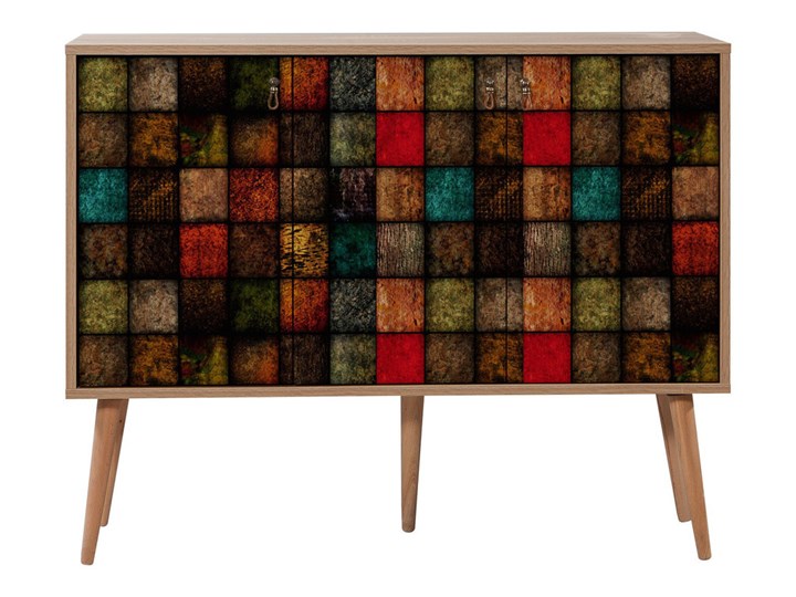 SELSEY Komoda na nóżkach Aldhanab trzydrzwiowa dąb sonoma Głębokość 36 cm Płyta MDF Kategoria Komody Drewno Wysokość 94 cm Szerokość 120 cm Pomieszczenie Salon