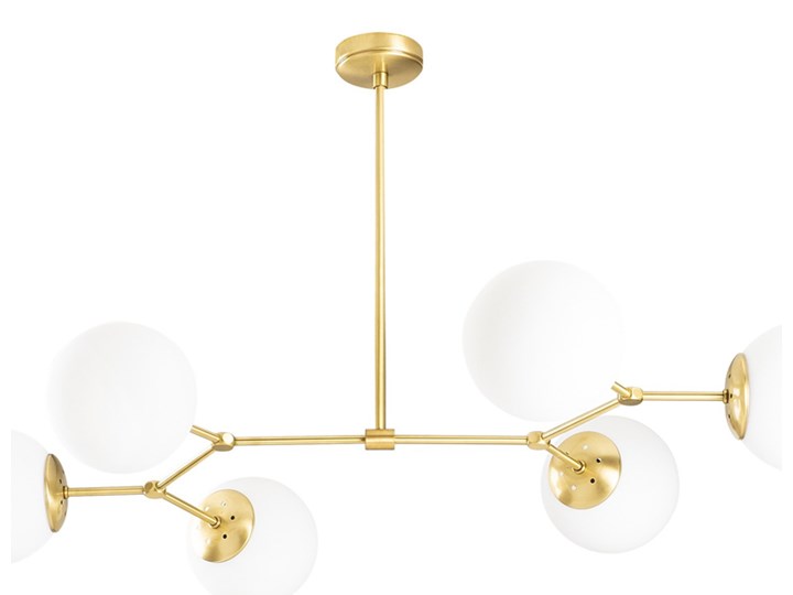 SELSEY Żyrandol Beid x6 złoty Metal Lampa z kloszem Szkło Styl Klasyczny Pomieszczenie Jadalnia