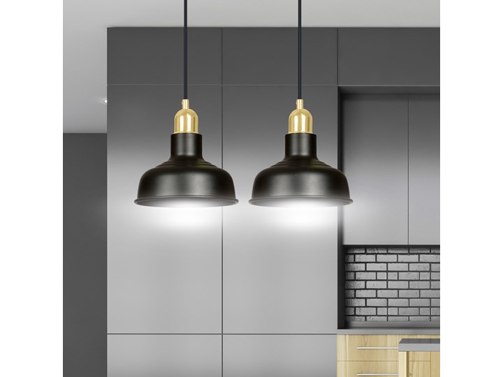 IBOR 2 BLACK 1042/2 nowoczesna lampa sufitowa czarna złote elementy Lampa z kloszem Styl Klasyczny Metal Styl Nowoczesny