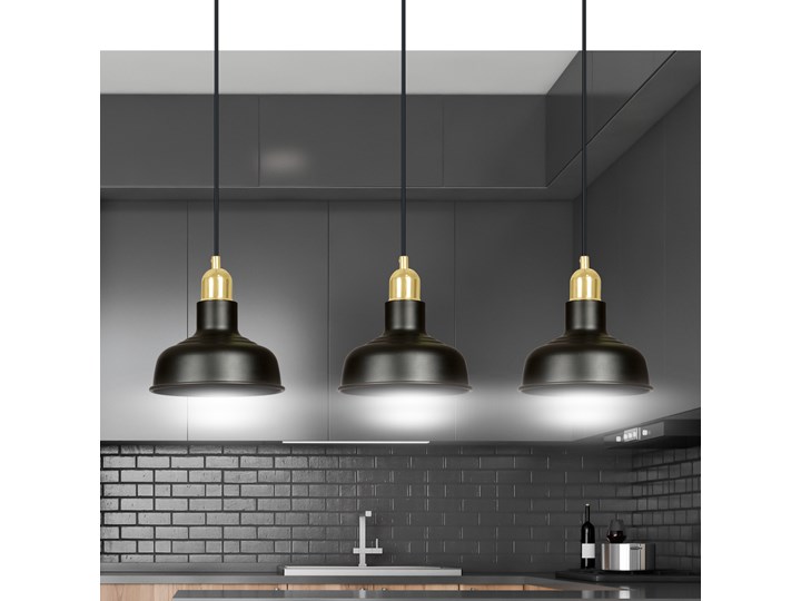 IBOR 3 BLACK 1042/3 nowoczesna lampa sufitowa czarna złote elementy Lampa z kloszem Metal Kolor Czarny Pomieszczenie Salon