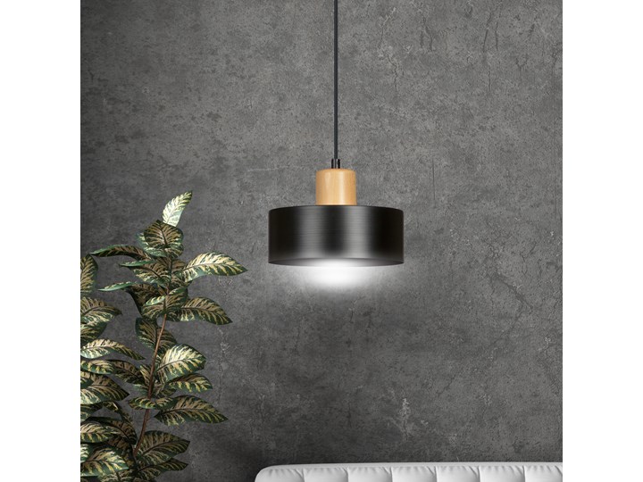 TORIN 1 BLACK 1046/1 nowoczesna lampa sufitowa czarna drewniane elementy Metal Lampa z kloszem Styl Nowoczesny Styl Klasyczny