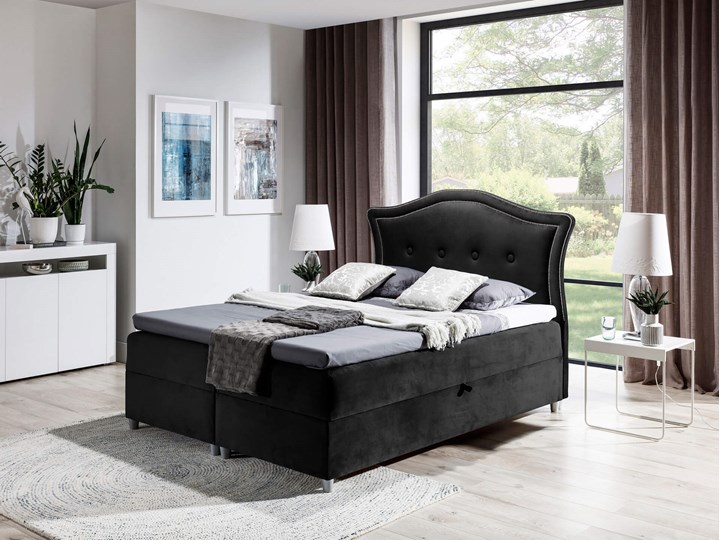 Łóżko kontynentalne 120x200 BEDRAN / z pojemnikiem Łóżko pikowane Drewno Tkanina Kategoria Łóżka do sypialni