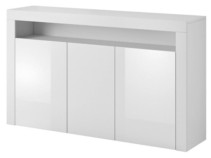 Nowoczesna komoda biały połysk - Nansi Szerokość 155 cm Wysokość 92 cm Głębokość 40 cm Płyta MDF Styl Skandynawski