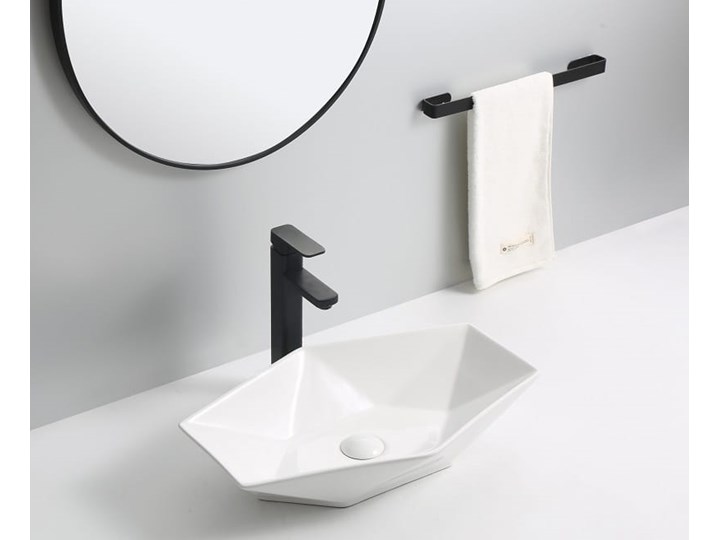 VELDMAN CERAMICZNA UMYWALKA NABLATOWA SONET ROZMIARY Szerokość 57 cm Nablatowe Asymetryczne Kategoria Umywalki Ceramika Meblowe Kolor Biały