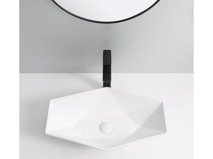 VELDMAN CERAMICZNA UMYWALKA NABLATOWA SONET ROZMIARY Szerokość 57 cm Asymetryczne Nablatowe Meblowe Kategoria Umywalki Ceramika Kolor Biały