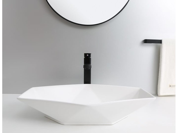 VELDMAN CERAMICZNA UMYWALKA NABLATOWA SONET ROZMIARY Nablatowe Ceramika Asymetryczne Szerokość 57 cm Meblowe Kategoria Umywalki