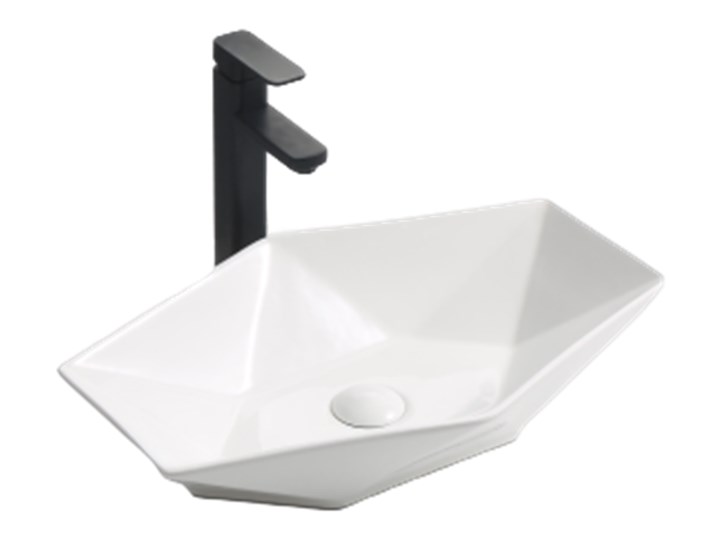 VELDMAN CERAMICZNA UMYWALKA NABLATOWA SONET ROZMIARY Szerokość 57 cm Meblowe Kategoria Umywalki Nablatowe Ceramika Asymetryczne Kolor Biały