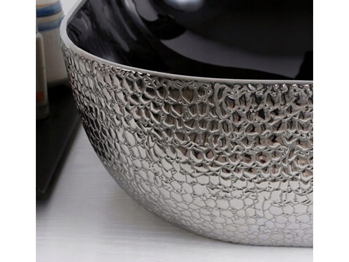 VELDMAN UMYWALKA NABLATOWA TOKYO CZARNO - SREBNA SKÓRA WĘŻA Nablatowe Ceramika Szerokość 50 cm Szerokość 46 cm Meblowe Kolor Czarny