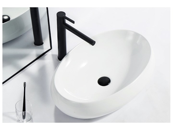 VELDMAN UMYWALKA CERAMICZNA ALANIA 60x40 48x34 Ceramika Szerokość 48 cm Szerokość 60 cm Kategoria Umywalki Meblowe Owalne Nablatowe Kolor Biały