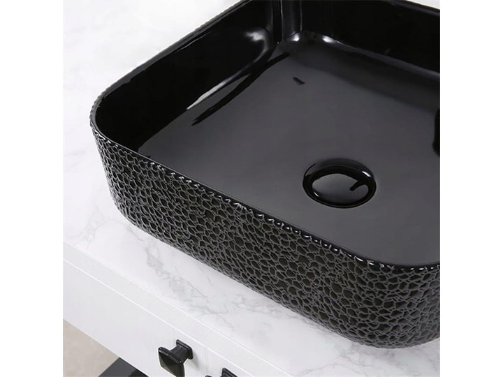VELDMAN UMYWALKA CERAMICZNA RODO CZARNA SKÓRA WĘŻA Kolor Czarny Nablatowe Meblowe Ceramika Szerokość 39 cm Kategoria Umywalki