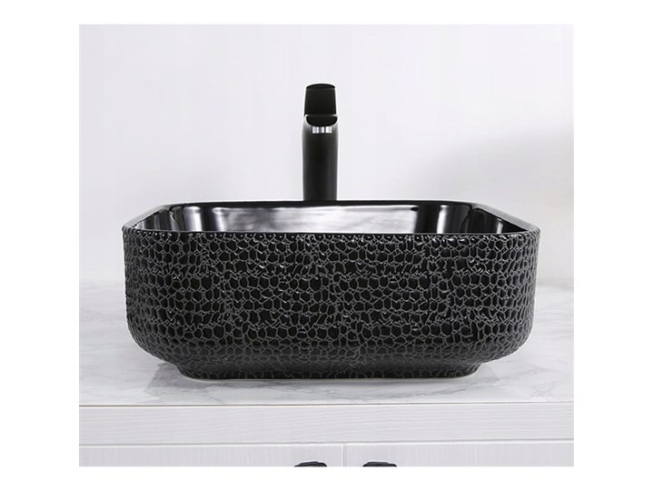 VELDMAN UMYWALKA CERAMICZNA RODO CZARNA SKÓRA WĘŻA Szerokość 39 cm Ceramika Nablatowe Meblowe Kolor Czarny