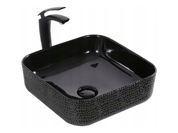 VELDMAN UMYWALKA CERAMICZNA RODO CZARNA SKÓRA WĘŻA Ceramika Meblowe Nablatowe Kolor Czarny Szerokość 39 cm Kategoria Umywalki