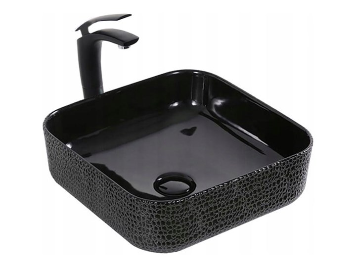 VELDMAN UMYWALKA CERAMICZNA RODO CZARNA SKÓRA WĘŻA Meblowe Szerokość 39 cm Kolor Czarny Nablatowe Ceramika Kategoria Umywalki