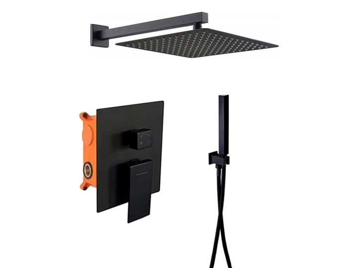 VELDMAN CZARNY ZESTAW PODTYNKOWY QUADRO BLACK Wyposażenie Z uchwytem