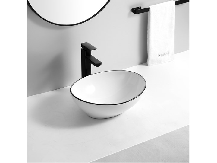 VELDMAN UMYWALKA CERAMICZNA NABLATOWA VERA CZARNA KRAWĘDŹ Ceramika Meblowe Szerokość 41 cm Nablatowe Kolor Czarny