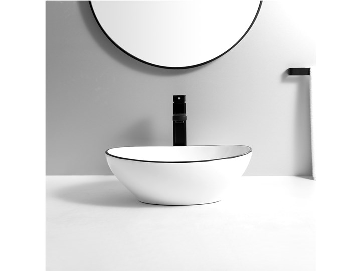 VELDMAN UMYWALKA CERAMICZNA NABLATOWA VERA CZARNA KRAWĘDŹ Ceramika Szerokość 41 cm Meblowe Nablatowe Kolor Czarny