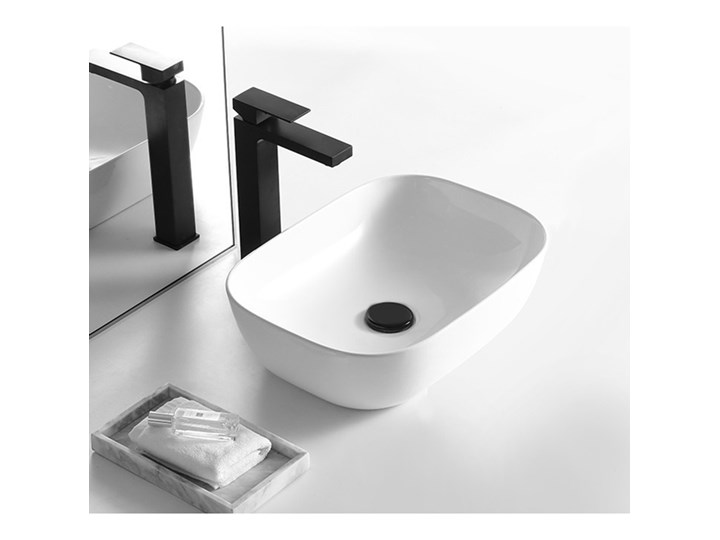 VELDMAN UMYWALKA CERAMICZNA NABLATOWA TOKYO SLIM BIAŁA ROZMIAR DO WYBORU Prostokątne Szerokość 46 cm Nablatowe Meblowe Ceramika Kolor Biały
