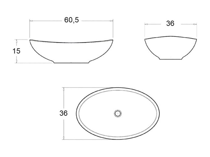 VELDMAN UMYWALKA CERAMICZNA NABLATOWA ZUZAN BIAŁO-CZARNA Ceramika Owalne Meblowe Kolor Biały Szerokość 61 cm Nablatowe Kolor Czarny