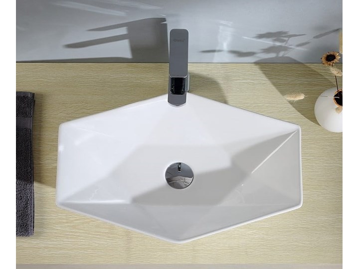 VELDMAN CERAMICZNA UMYWALKA NABLATOWA SONET ROZMIARY Kategoria Umywalki Nablatowe Meblowe Ceramika Szerokość 57 cm Asymetryczne Kolor Biały