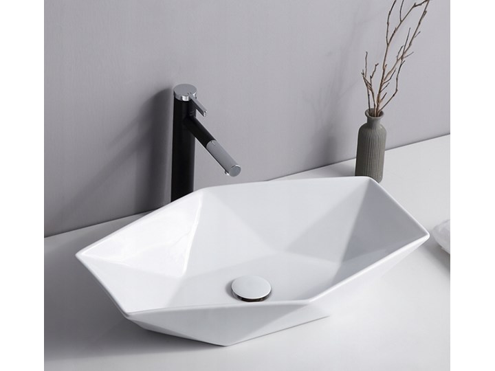 VELDMAN CERAMICZNA UMYWALKA NABLATOWA SONET ROZMIARY Nablatowe Szerokość 57 cm Asymetryczne Ceramika Meblowe Kategoria Umywalki Kolor Biały