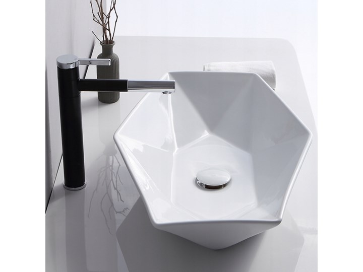 VELDMAN CERAMICZNA UMYWALKA NABLATOWA SONET ROZMIARY Asymetryczne Szerokość 57 cm Nablatowe Ceramika Meblowe Kategoria Umywalki
