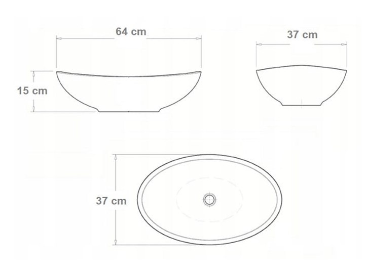 VELDMAN UMYWALKA CERAMICZNA NABLATOWA ZUZAN BIAŁO-CZARNA Ceramika Meblowe Szerokość 61 cm Owalne Nablatowe Kolor Czarny