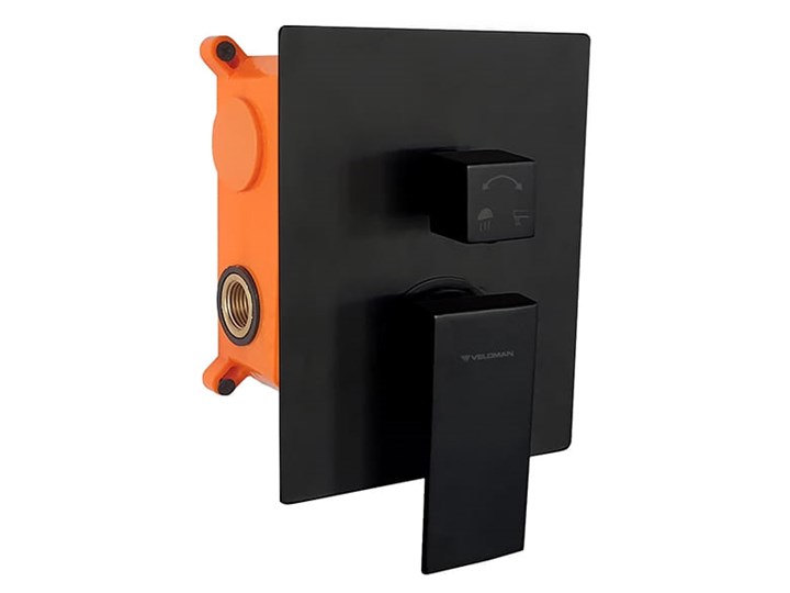 VELDMAN CZARNY ZESTAW PODTYNKOWY QUADRO BLACK Wyposażenie Z wężem Wyposażenie Z uchwytem