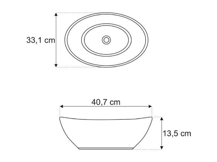 VELDMAN UMYWALKA CZARNA VERA BLACK Szerokość 41 cm Ceramika Nablatowe Owalne Meblowe Kolor Czarny