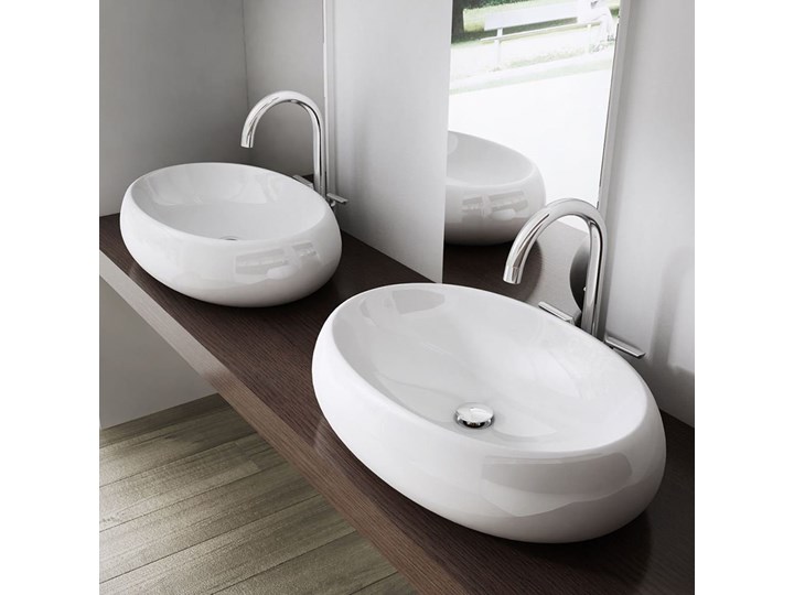 VELDMAN UMYWALKA CERAMICZNA ALANIA 60x40 48x34 Ceramika Nablatowe Szerokość 60 cm Szerokość 48 cm Kategoria Umywalki Owalne Meblowe Kolor Biały