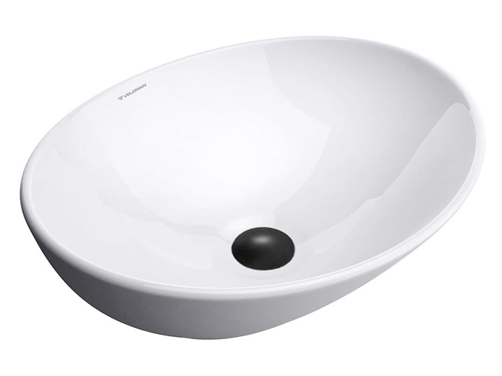 VELDMAN UMYWALKA CERAMICZNA NABLATOWA VERA Nablatowe Szerokość 41 cm Owalne Szerokość 45 cm Meblowe Kategoria Umywalki Ceramika Kolor Biały