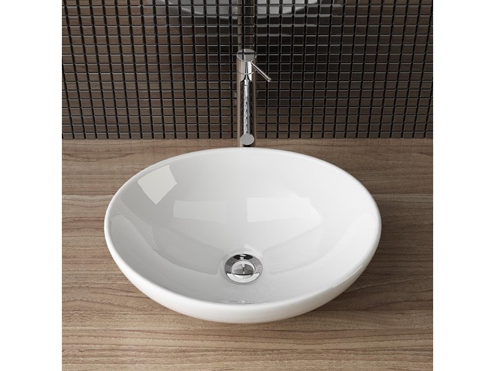 VELDMAN UMYWALKA CERAMICZNA NABLATOWA VERA Nablatowe Kategoria Umywalki Szerokość 45 cm Owalne Ceramika Szerokość 41 cm Meblowe Kolor Biały
