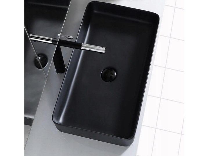 VELDMAN UMYWALKA CERAMICZNA NABLATOWA CUBIC BLACK Ceramika Meblowe Nablatowe Szerokość 51 cm Kolor Czarny