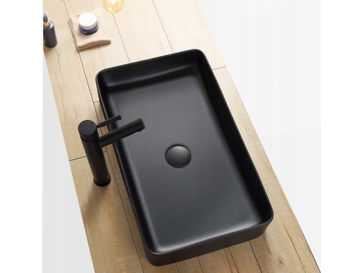 VELDMAN UMYWALKA CERAMICZNA NABLATOWA CUBIC BLACK Szerokość 51 cm Meblowe Nablatowe Ceramika Kolor Czarny